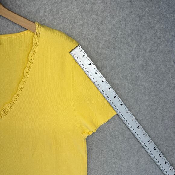 Faded Glory Stretch Top Womens Size XL 16-18 Yellow Pullover V-Neck Short Sleeve - Picture 10 of 11